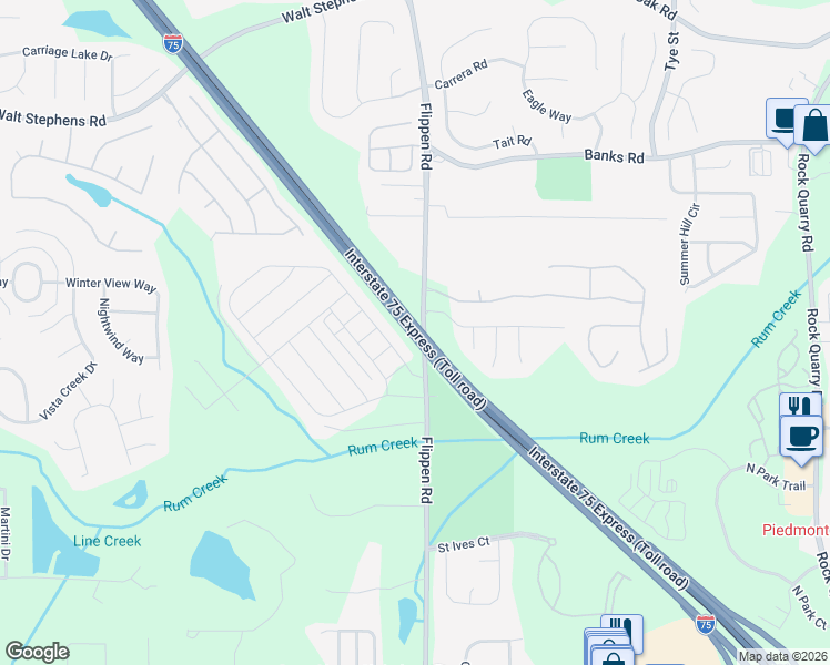 map of restaurants, bars, coffee shops, grocery stores, and more near Hwy 401 in Stockbridge