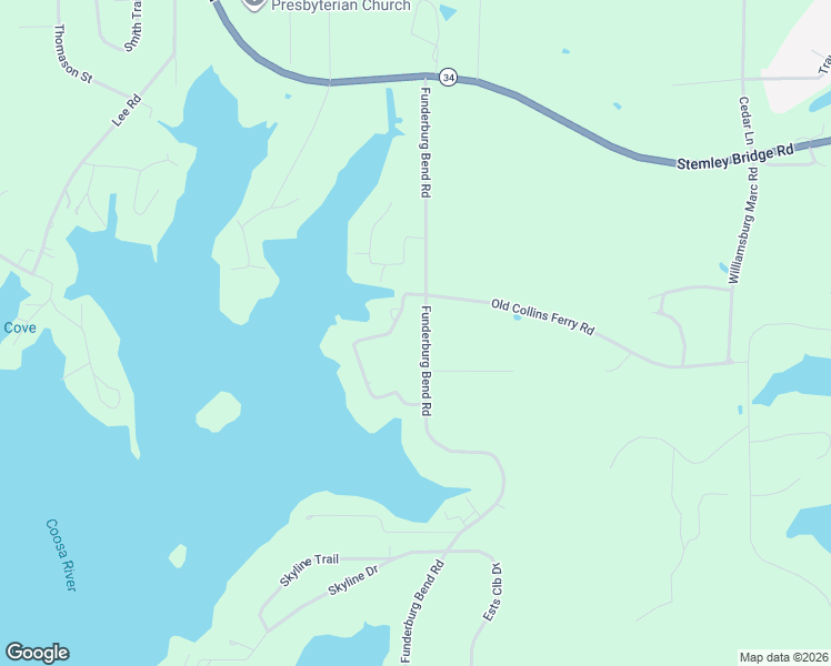 map of restaurants, bars, coffee shops, grocery stores, and more near 560 Funderburg Bend Road in Pell City