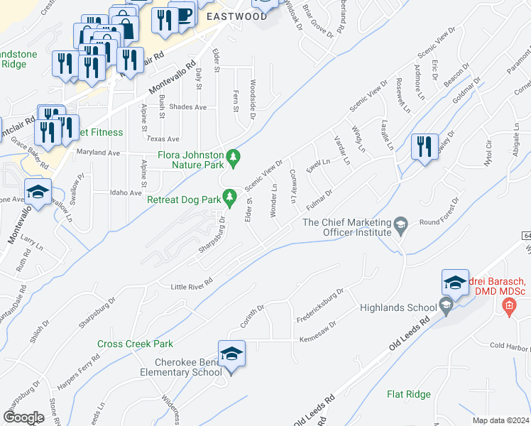 map of restaurants, bars, coffee shops, grocery stores, and more near 546 Wonder Lane in Irondale