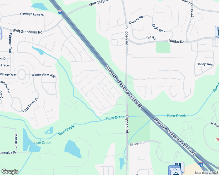 map of restaurants, bars, coffee shops, grocery stores, and more near 1310 Speckle Park Way in Stockbridge
