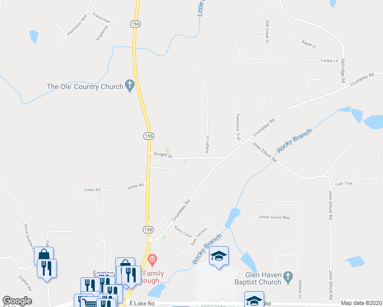 map of restaurants, bars, coffee shops, grocery stores, and more near 109 Knight Drive in McDonough