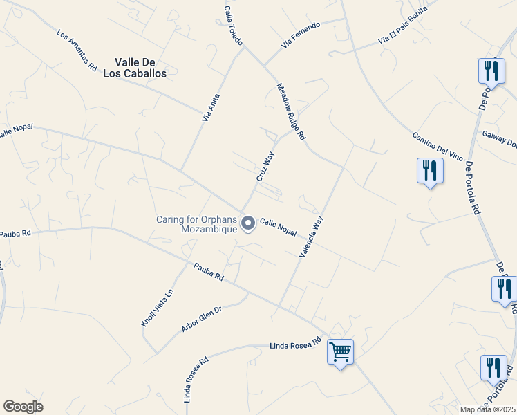 map of restaurants, bars, coffee shops, grocery stores, and more near 35800 Calle Nopal in Temecula