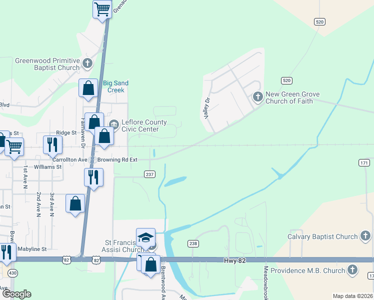 map of restaurants, bars, coffee shops, grocery stores, and more near in Greenwood