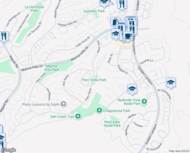 map of restaurants, bars, coffee shops, grocery stores, and more near 17 Fleurance Street in Laguna Niguel