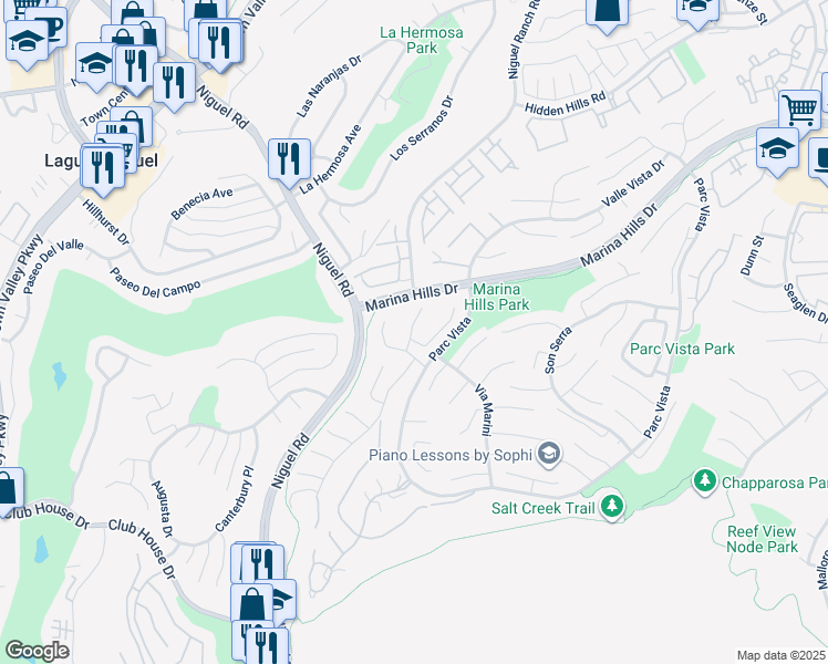 map of restaurants, bars, coffee shops, grocery stores, and more near 51 Son Bon in Laguna Niguel