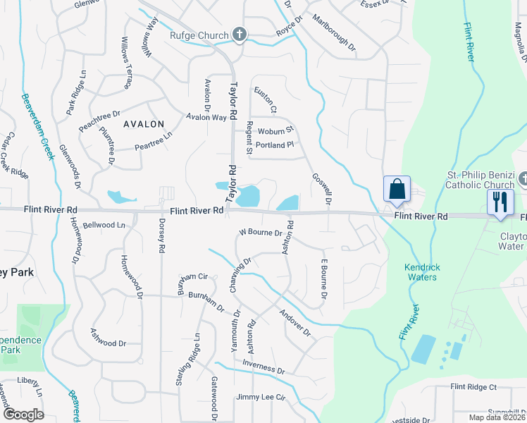 map of restaurants, bars, coffee shops, grocery stores, and more near 8718 West Bourne Drive in Jonesboro
