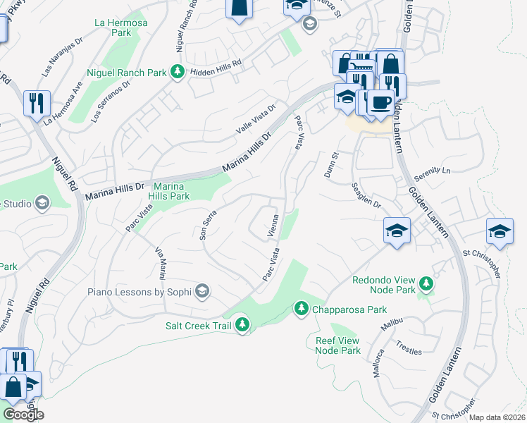 map of restaurants, bars, coffee shops, grocery stores, and more near 4 Alsace in Laguna Niguel