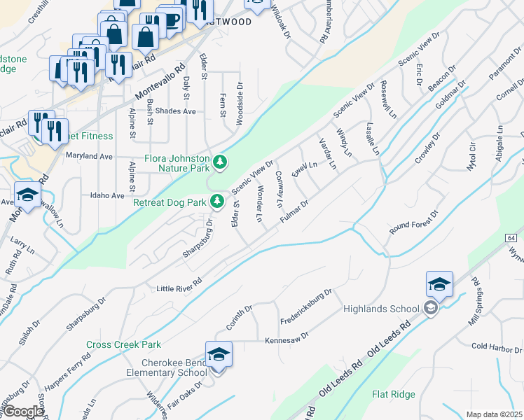 map of restaurants, bars, coffee shops, grocery stores, and more near 543 Wonder Lane in Irondale