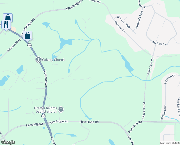map of restaurants, bars, coffee shops, grocery stores, and more near 120 Thorne Ridge Trail in Fayetteville