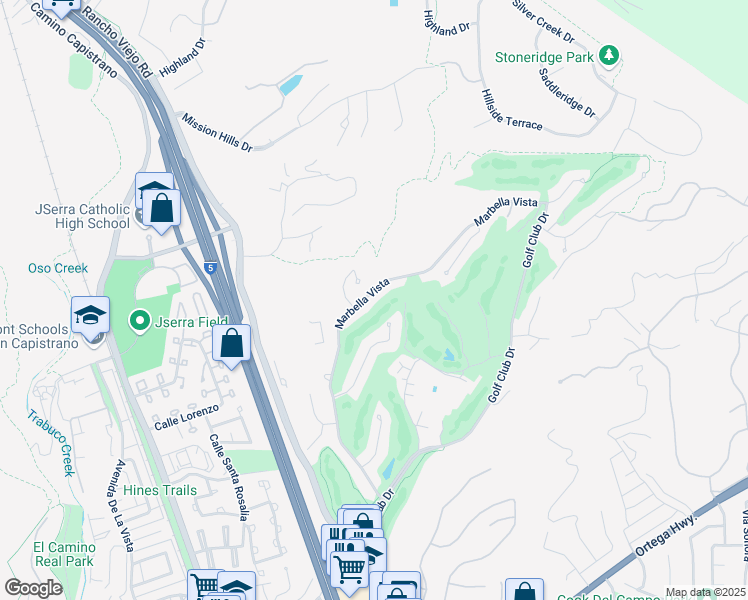 map of restaurants, bars, coffee shops, grocery stores, and more near 30612 Marbella Vista in San Juan Capistrano