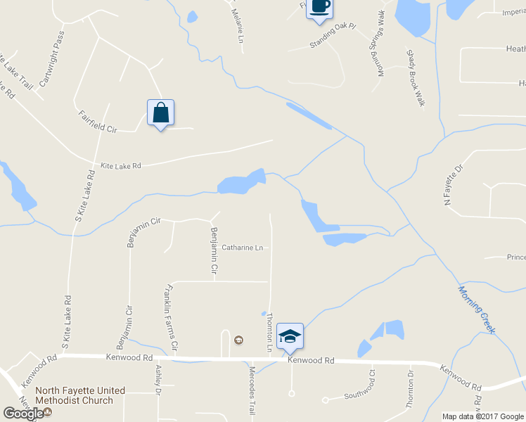 map of restaurants, bars, coffee shops, grocery stores, and more near 410 Thornton Lane in Fayetteville