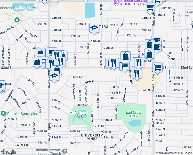 map of restaurants, bars, coffee shops, grocery stores, and more near 8208 Elkridge Avenue in Lubbock