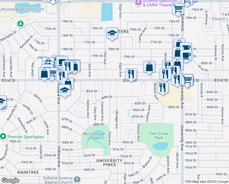 map of restaurants, bars, coffee shops, grocery stores, and more near 8208 Elkridge Avenue in Lubbock
