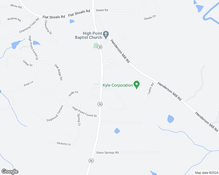 map of restaurants, bars, coffee shops, grocery stores, and more near 35 Myrtle Grove Lane in Covington