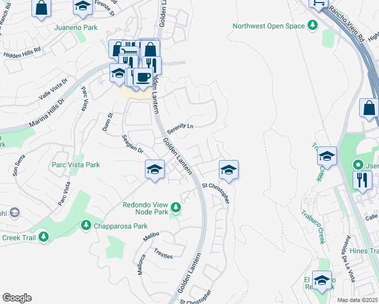 map of restaurants, bars, coffee shops, grocery stores, and more near 8 Columbus in Laguna Niguel