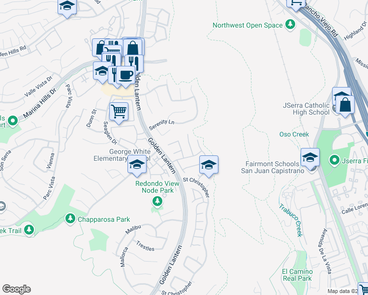 map of restaurants, bars, coffee shops, grocery stores, and more near 12 Tobago in Laguna Niguel