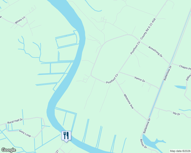 map of restaurants, bars, coffee shops, grocery stores, and more near 1412 Postfoot Circle in Georgetown