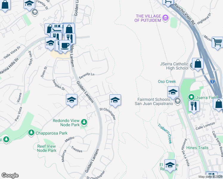 map of restaurants, bars, coffee shops, grocery stores, and more near 16 Saint Croix in Laguna Niguel