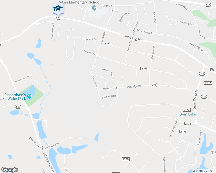 map of restaurants, bars, coffee shops, grocery stores, and more near 100 Foxwood Drive in Aiken