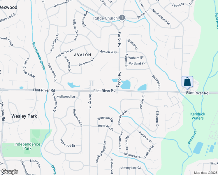 map of restaurants, bars, coffee shops, grocery stores, and more near 41 Flint River Road in Riverdale