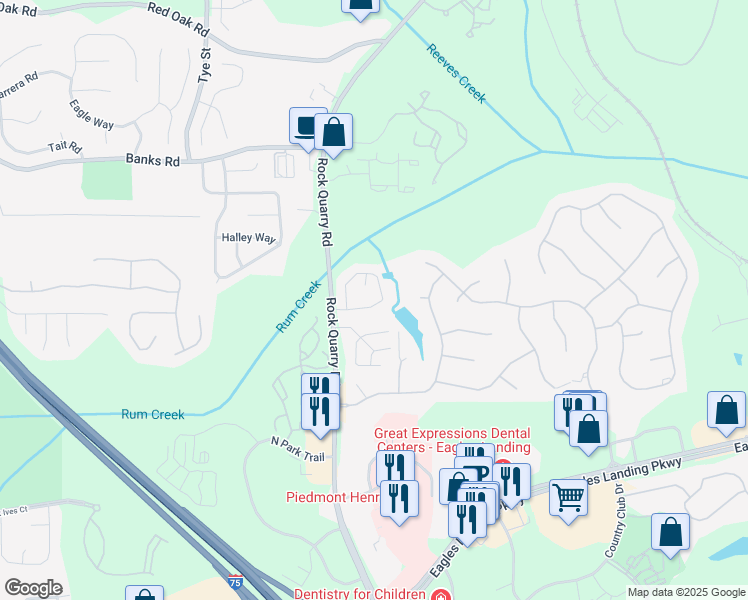 map of restaurants, bars, coffee shops, grocery stores, and more near 113 Garden Walk in Stockbridge