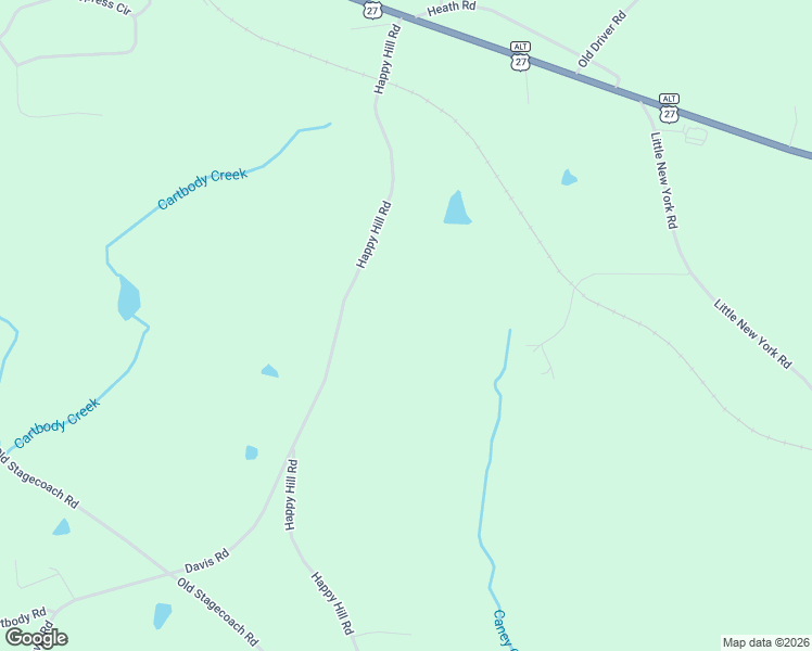 map of restaurants, bars, coffee shops, grocery stores, and more near 360 Happy Hill Road in Carrollton