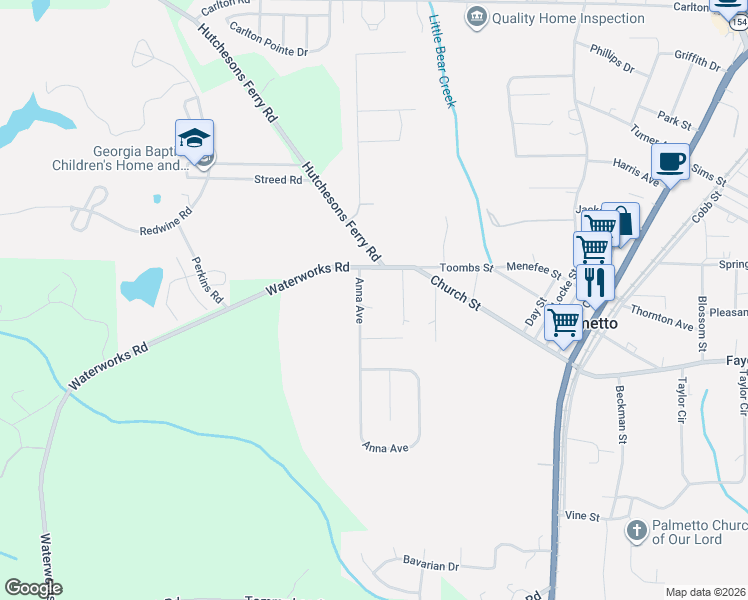 map of restaurants, bars, coffee shops, grocery stores, and more near 140 Anna Avenue in Palmetto