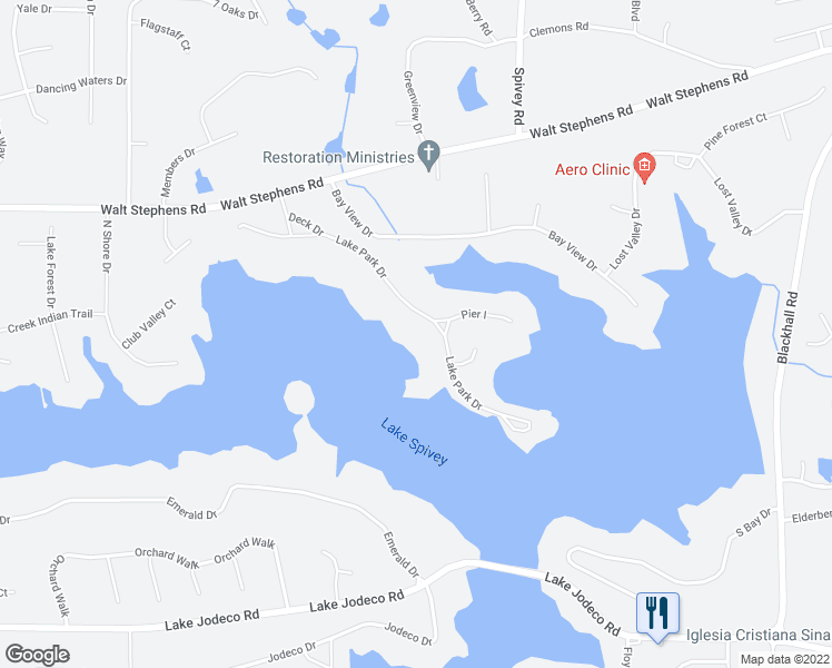 map of restaurants, bars, coffee shops, grocery stores, and more near 3085 Lake Park Drive in Jonesboro