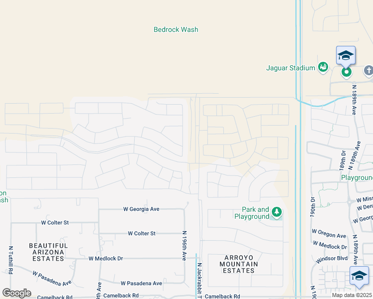 map of restaurants, bars, coffee shops, grocery stores, and more near 5827 North 195th Drive in Buckeye
