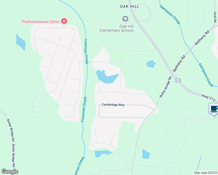 map of restaurants, bars, coffee shops, grocery stores, and more near 190 The Falls Boulevard in Covington