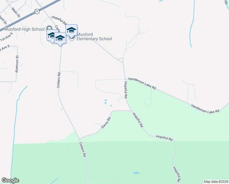 map of restaurants, bars, coffee shops, grocery stores, and more near 1030 Hopeful Road in Munford