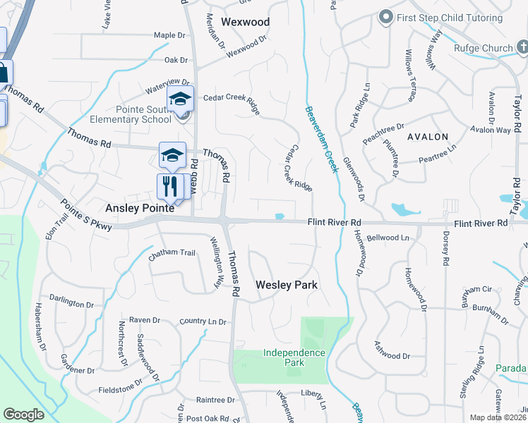 map of restaurants, bars, coffee shops, grocery stores, and more near 8670 Vida Lane in Riverdale
