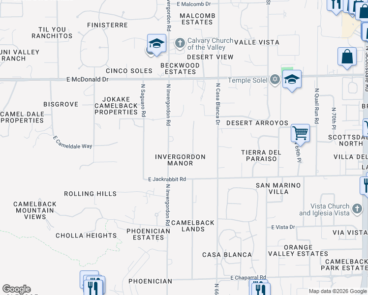 map of restaurants, bars, coffee shops, grocery stores, and more near 6430 Luke Avenue in Paradise Valley