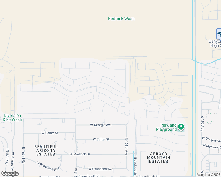 map of restaurants, bars, coffee shops, grocery stores, and more near 19600 West Badgett Lane in Buckeye