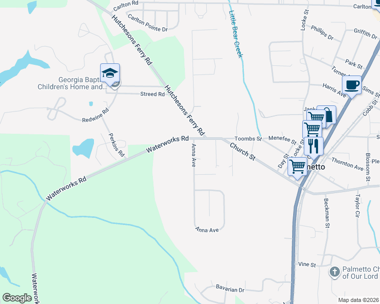 map of restaurants, bars, coffee shops, grocery stores, and more near 125 Anna Avenue in Palmetto