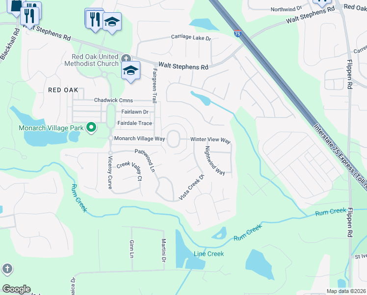 map of restaurants, bars, coffee shops, grocery stores, and more near 298 Monarch Village Way in Stockbridge