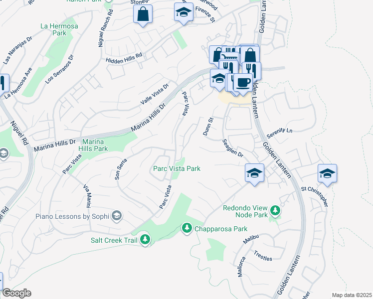 map of restaurants, bars, coffee shops, grocery stores, and more near 17 Fleurance Street in Laguna Niguel