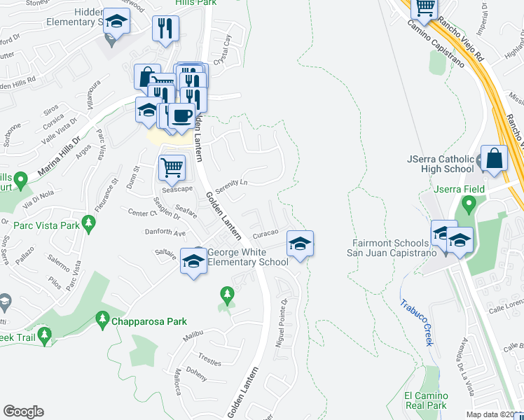 map of restaurants, bars, coffee shops, grocery stores, and more near 4 Tobago in Laguna Niguel
