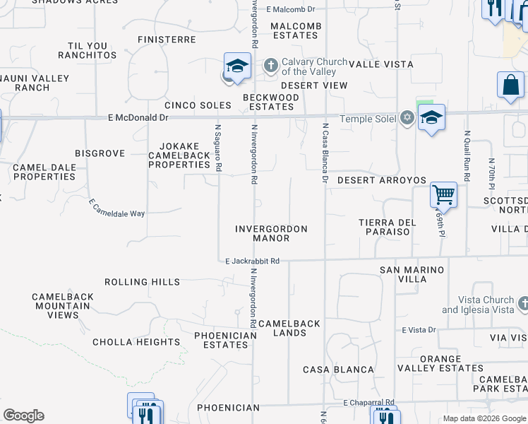 map of restaurants, bars, coffee shops, grocery stores, and more near 6430 Luke Avenue in Paradise Valley