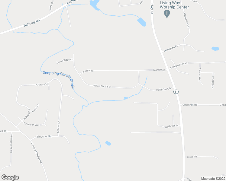 map of restaurants, bars, coffee shops, grocery stores, and more near 145 Willow Shoals Drive in Covington