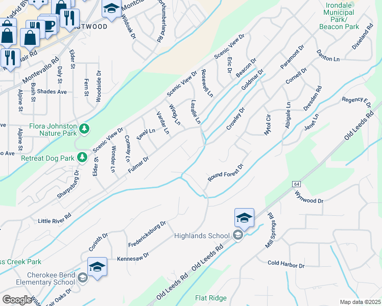 map of restaurants, bars, coffee shops, grocery stores, and more near 5032 Crowley Drive in Irondale