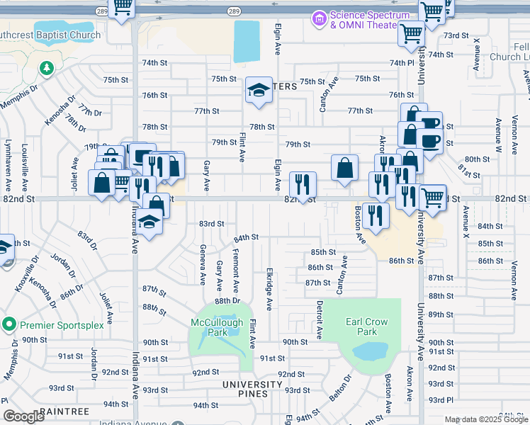 map of restaurants, bars, coffee shops, grocery stores, and more near 8208 Elkridge Avenue in Lubbock