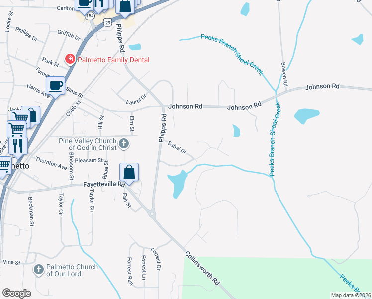 map of restaurants, bars, coffee shops, grocery stores, and more near 213 Sabal Drive in Palmetto