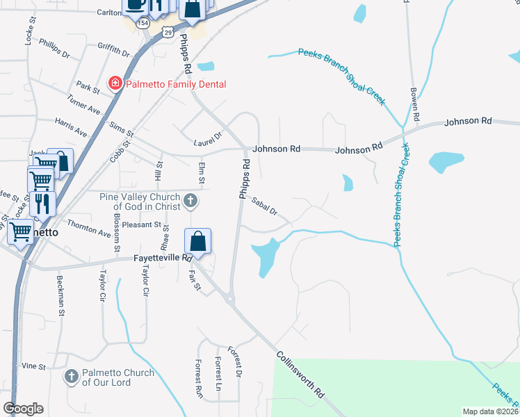 map of restaurants, bars, coffee shops, grocery stores, and more near 210 Sabal Drive in Palmetto
