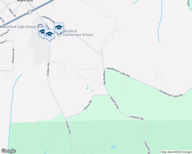 map of restaurants, bars, coffee shops, grocery stores, and more near 1030 Hopeful Road in Munford