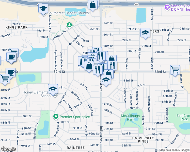 map of restaurants, bars, coffee shops, grocery stores, and more near 8207 Ithaca Avenue in Lubbock