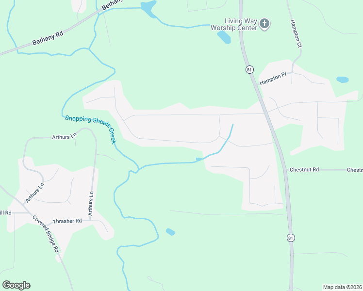 map of restaurants, bars, coffee shops, grocery stores, and more near 145 Willow Shoals Drive in Covington