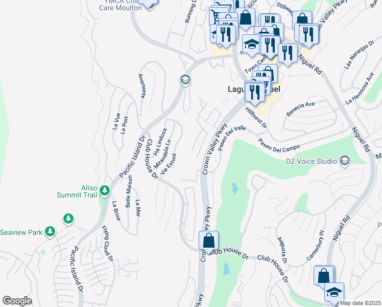 map of restaurants, bars, coffee shops, grocery stores, and more near 30535 Abington Court in Laguna Niguel