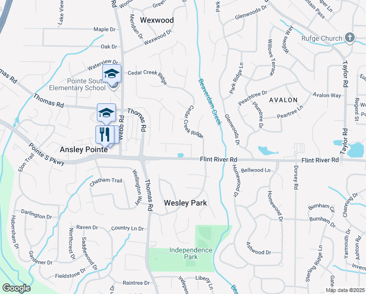 map of restaurants, bars, coffee shops, grocery stores, and more near 8607 Guthrie Drive in Riverdale