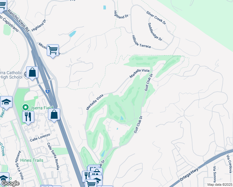 map of restaurants, bars, coffee shops, grocery stores, and more near 30532 Marbella Vista in San Juan Capistrano